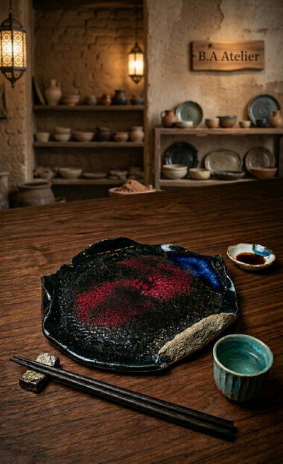 "Midnight River" El Yapımı Sushi & Sashimi Tabağı